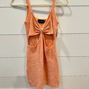 Animari - Knit Cut Out Mini Dress - Peach - Size M